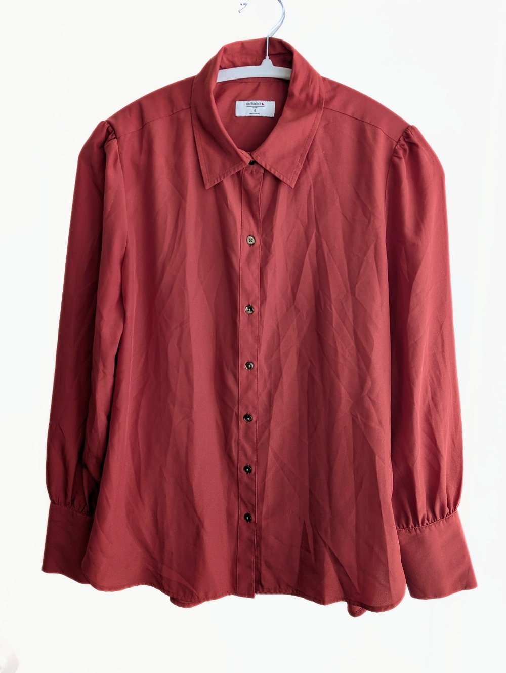 EUC UNTUCKit For Her Francine Women's Puff Shoulder Button Down Blouse, Size 4